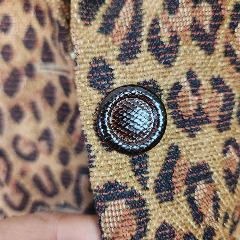 Vintage Leopard Print Faux Fur Coat Jacket Glam Rockabilly Womens Size XL 90s - Picture 8 of 12